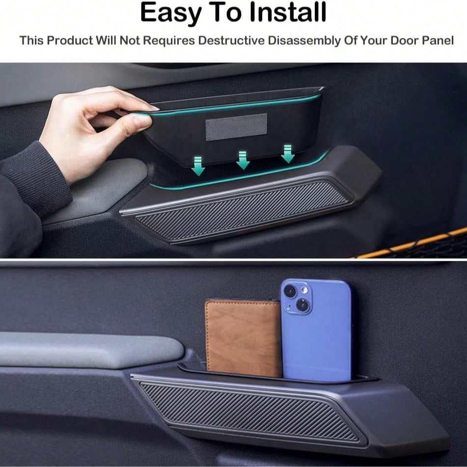 Front Door Handle Storage Organizer For F/O/R/D Bronco 2021 2022 2023 2024 Car Interior Accessories, ABS Front Door Side Armrest Phone Pocket Organizer Insert Glove Pallet 2PCS (Update Handle Tray 4PC