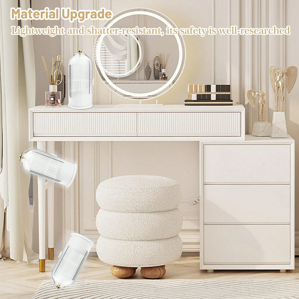 Makeup Brush Holder Organizer With Lid,360 Rotating Dustproof ABS Storage Caddy,3 Slots Sliding Lid Toothbrush Holder With Non-Slip Base,Multi-Use Space-Saving Organizer For Makeup Brushes Toothpaste,