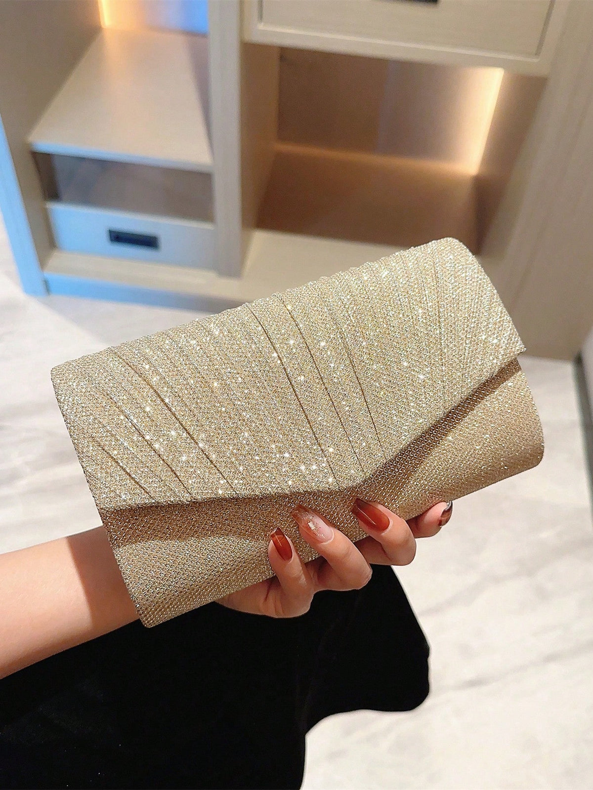 Moonlit EveBag Glamorous, Elegant, Exquisite, Quiet Luxury Sequin, Mini Flap Envelope Bag Evening Bag, Wedding Items