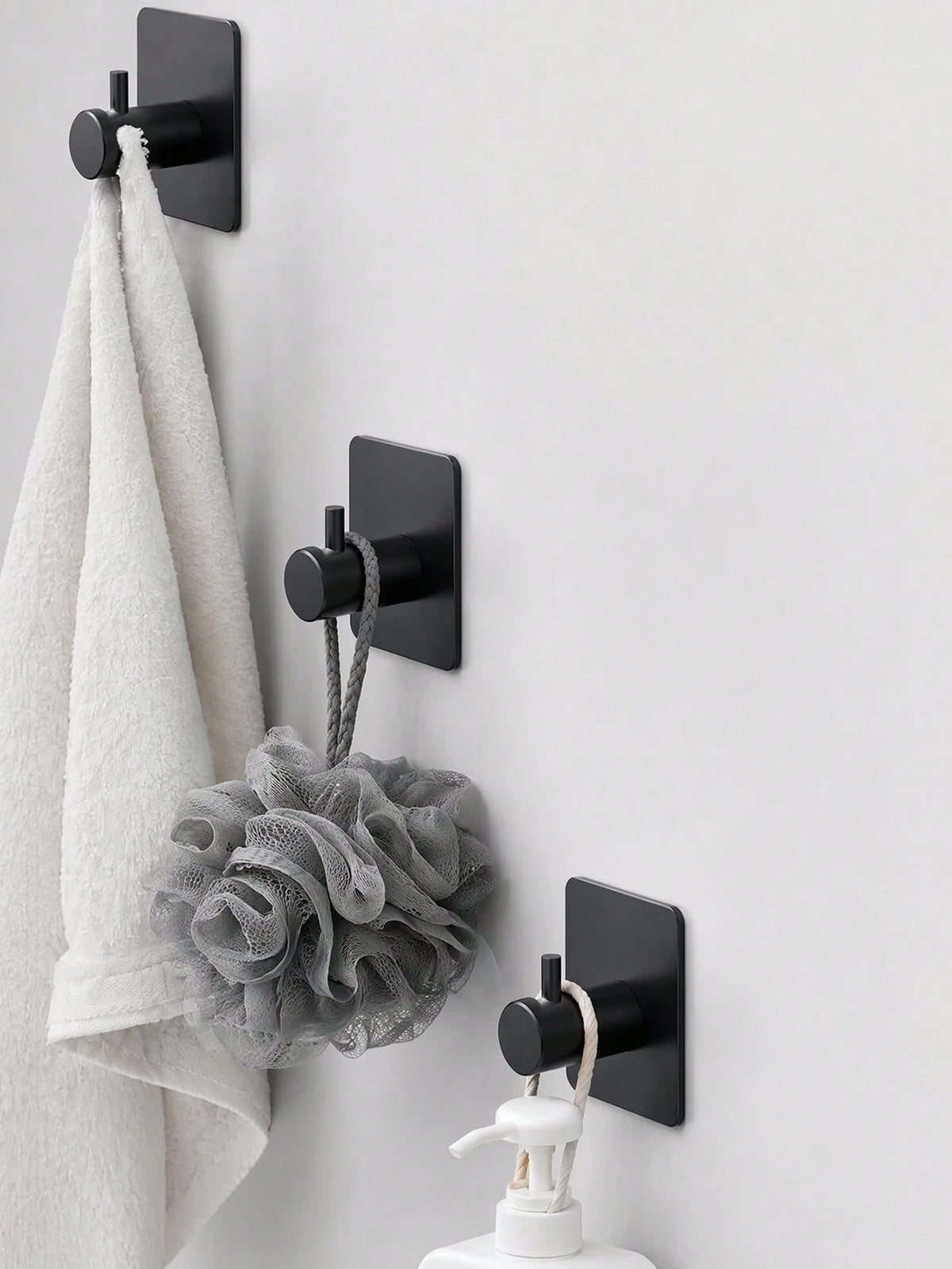 1/2/4pcs Square Adhesive Hooks, No Drilling Wall Mounted Towel Hooks, Hanger Rack, Shower Organizer, Essential For Home & Apartment, Bathroom & Kitchen Storage Bathroom Accessories