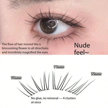 1 Box 8 Rows Glue-Free False Eyelashes, Clear Little Rabbit Natural Realistic Fox-Style Self-Adhesive Eyelashes With Extended Outer Corners