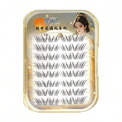 1 Box 8 Rows Glue-Free False Eyelashes, Clear Little Rabbit Natural Realistic Fox-Style Self-Adhesive Eyelashes With Extended Outer Corners