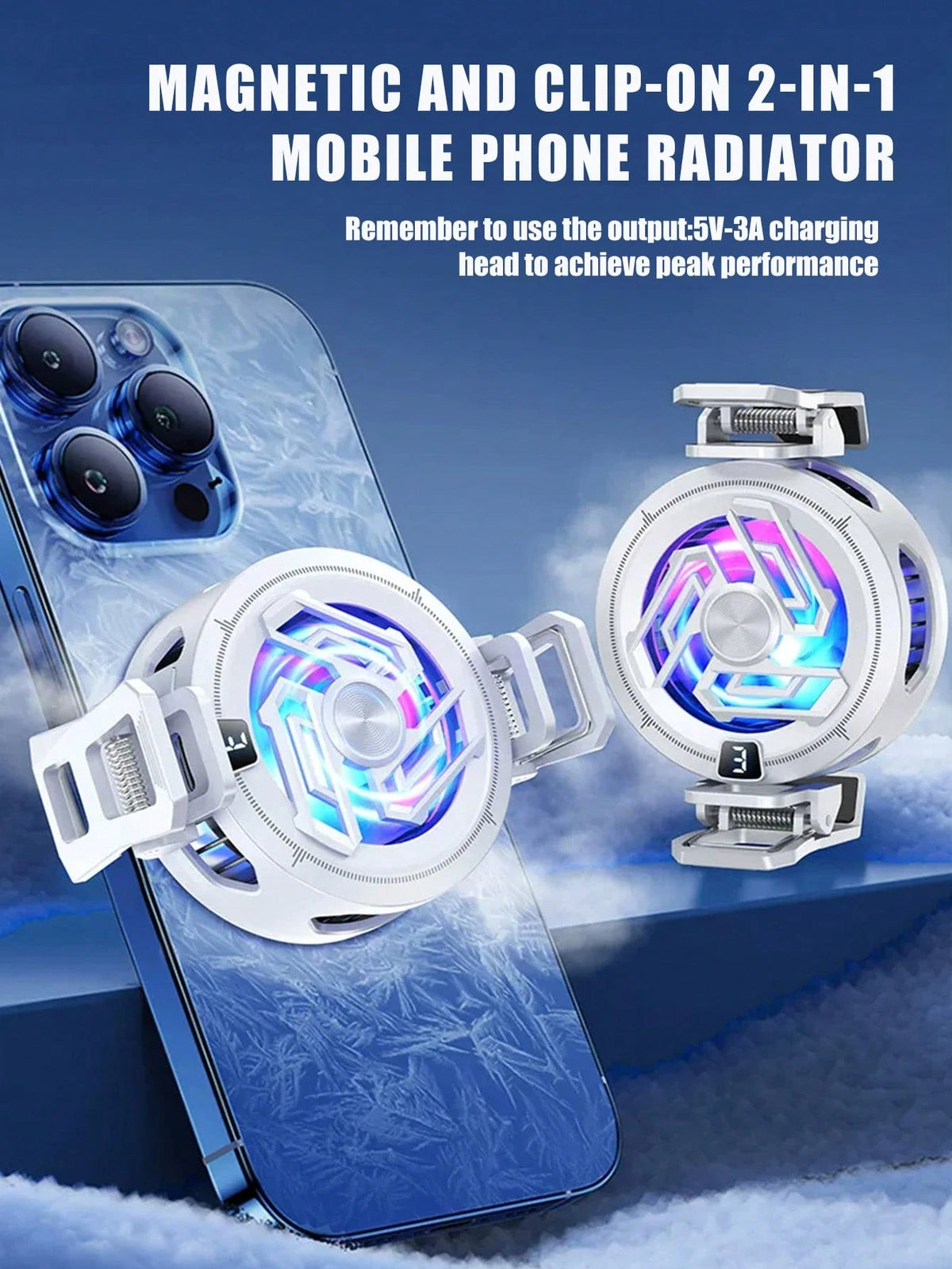 1 Set/2 Sets Phone Cooler, 2-In-1 Magnetic And Clip-On Phone Cooling Fan, Using Semiconductor Cooling Technology, 3 Working Modes, RGB Lighting Effect, USB-C Interface Gaming Phone Cooler, Suitable Fo