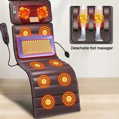 1 Set Of Large Full-Body Heating Massager With Neck And Foot Device And Massage Headrest, Lumbar Mat, Timer Vibration Massager, Comfortable And Wear-Resistant, Non-Slip Bottom, Easy To Store, Suitable