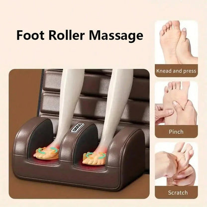 1 Set Of Large Full-Body Heating Massager With Neck And Foot Device And Massage Headrest, Lumbar Mat, Timer Vibration Massager, Comfortable And Wear-Resistant, Non-Slip Bottom, Easy To Store, Suitable
