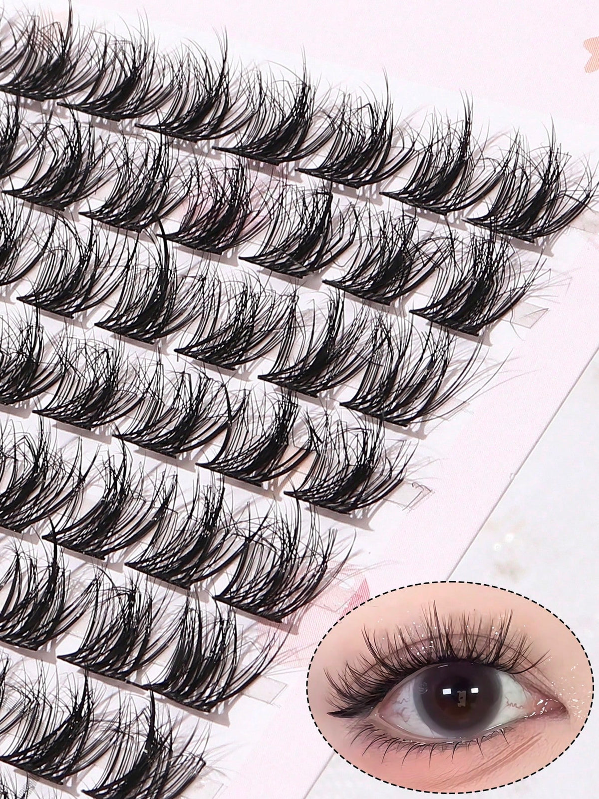 100pcs/Pack C-Curl Fluffy 3D Volume False Eyelashes, New Single Cluster C-Curl Natural Criss-Cross Fake Lashes, Party Cosplay Eyelash Extensions, Eyelash Clusters, Individual False Lashes