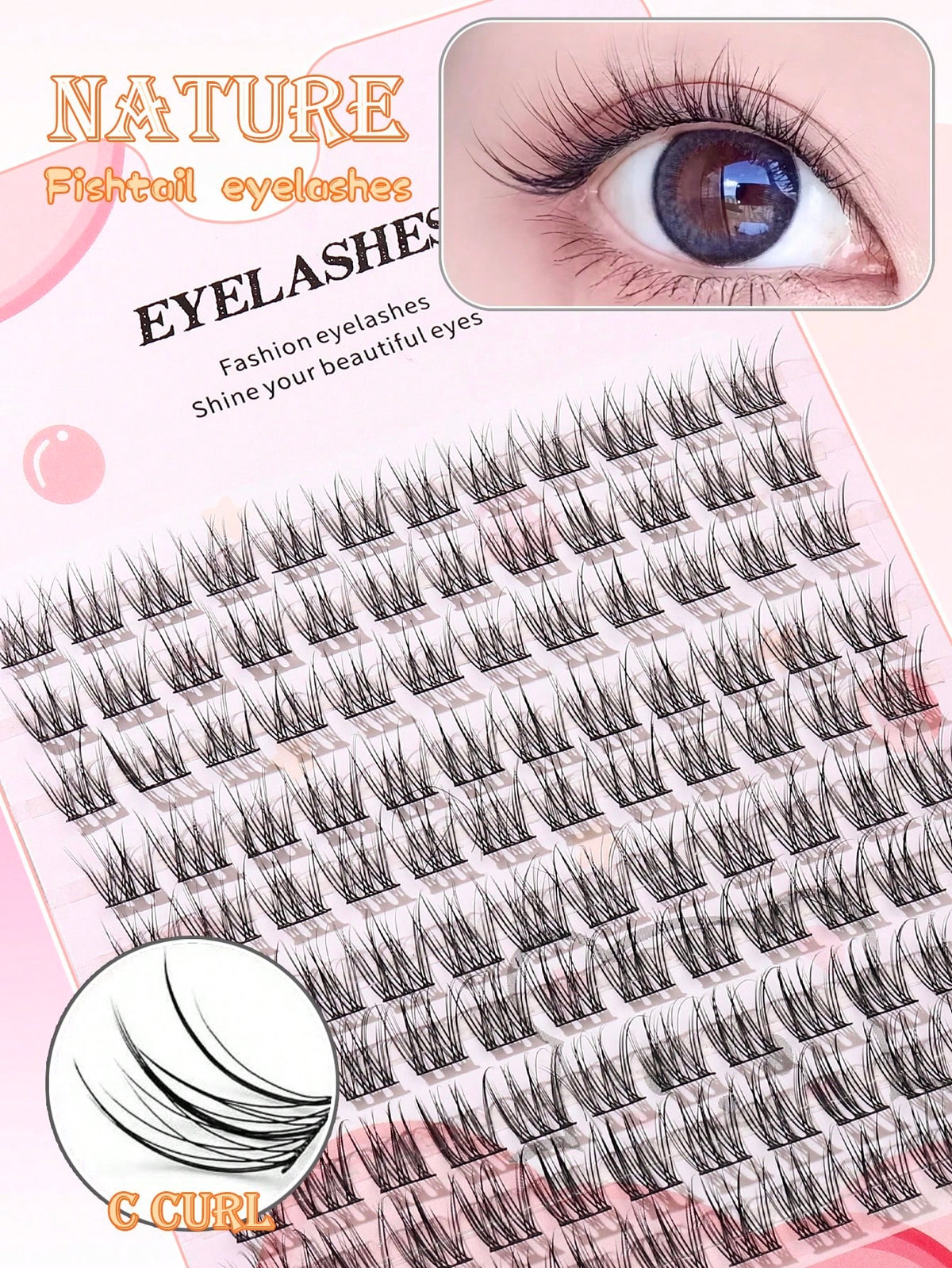 100pcs/Pack C-Curl Fluffy 3D Volume False Eyelashes, New Single Cluster C-Curl Natural Criss-Cross Fake Lashes, Party Cosplay Eyelash Extensions, Eyelash Clusters, Individual False Lashes