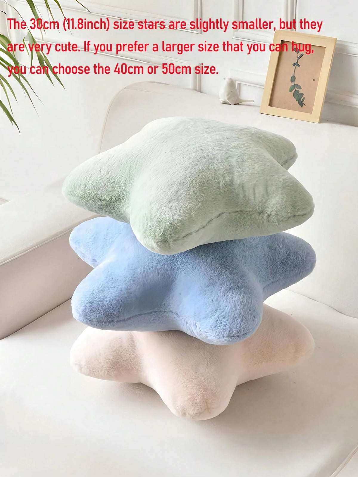 11.81"/15.74" Cute Star Shaped Throw Pillow, Soft Faux Fur Material, Christmas Decoration For Sofa, Bedroom, Living Room, Great Christmas Gift For Family And Friends