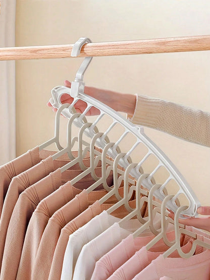 11-Hole Magic Folding Hanger Storage Rack, Multi-Functional Non-Slip Plastic Portable Wall-Mounted Closet System, 3.2 Cubic Feet Enclosed Storage Capacity- Lightweight (2pcs)