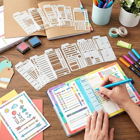 12 Flexible Drawing Templates, Reusable Grid Templates, Perfect For Notebooks, Creative Notes, List Making, Daily Planners, Calendars And Binder Refills. Essential Tool For Handwritten Notes.