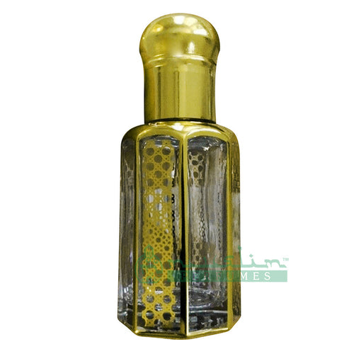 12 ml Gold Glass Perfume Bottle - Arabesque Geometric Design Essential Oil Attar Roll-On