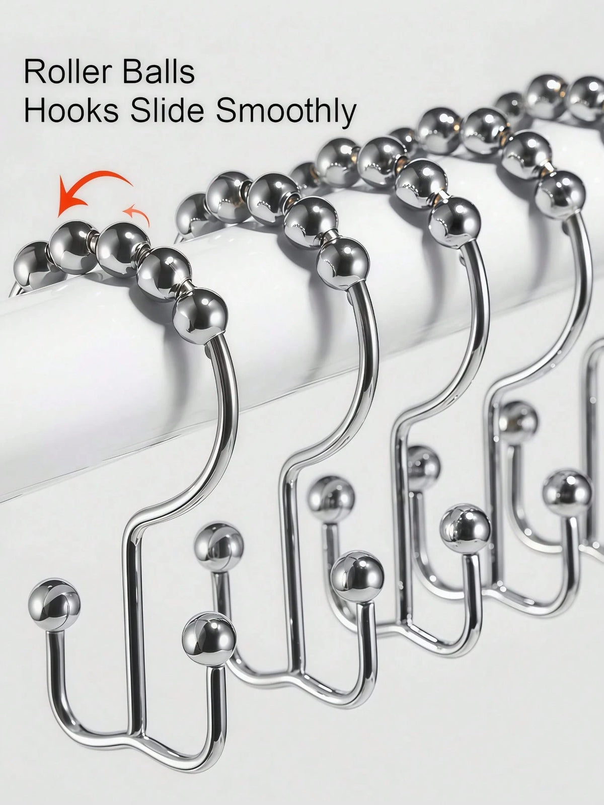 12PCS Shower Curtain Hooks – Rust-Resistant Metal Double-Glide Hooks For Bathroom Shower Rods & Curtains