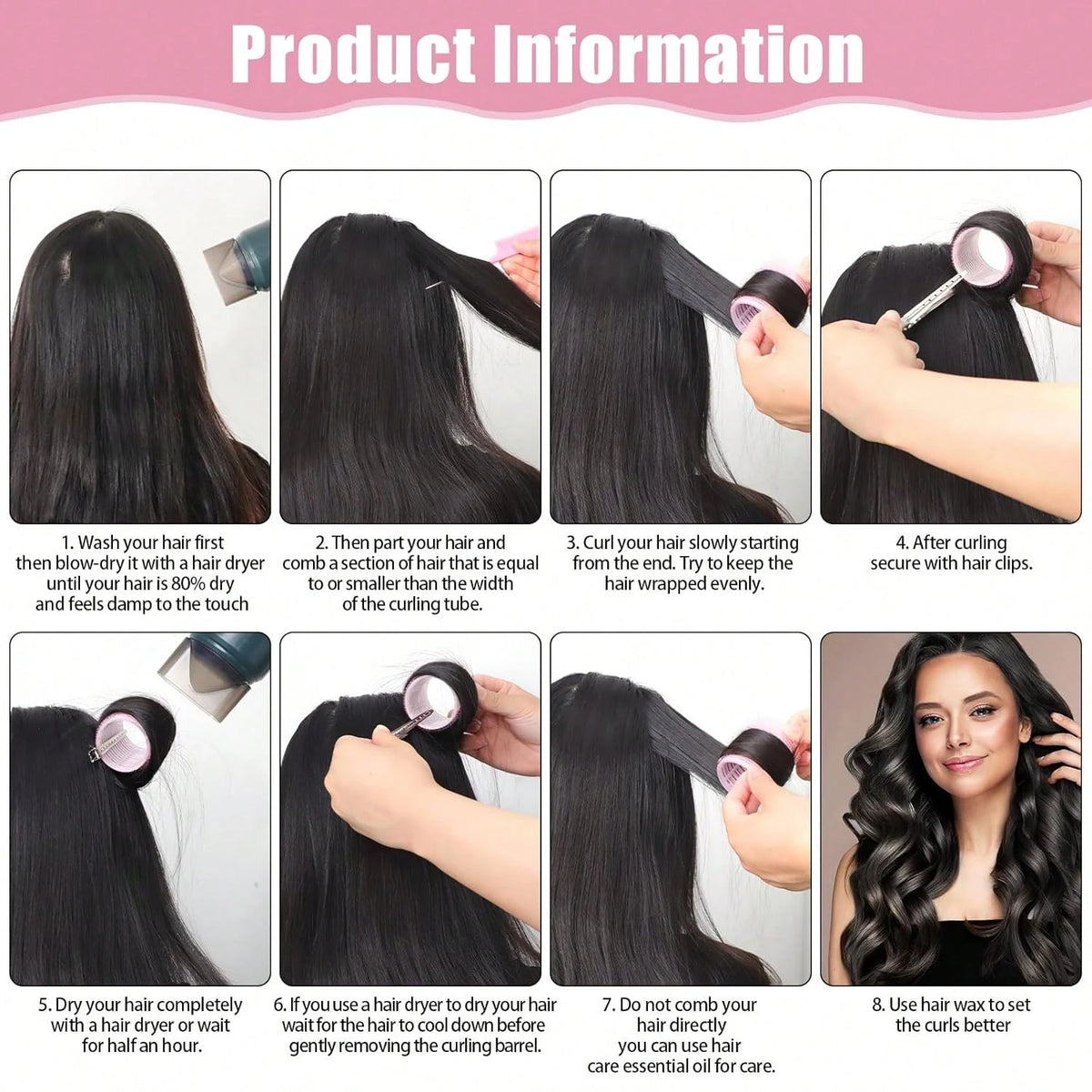 18pcs Super Large Curling Rollers With Clips, Self-Adhesive Hair Curlers Suitable For Long/Medium/Short Hair & Bangs, DIY Hair Curling Tool,Hair Curlers,Curly Hair Brush,Rollers,Curly Hair Products,Cu