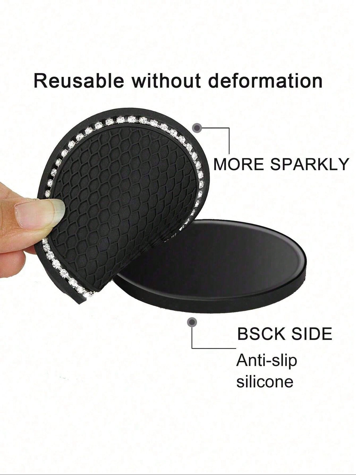 1pc/2pcs Cute Car Cup Holder Coasters, Shiny Bling Rhinestone Car Cup Holder Insert Coasters, 7cm Universal Anti-Slip Heat Resistant Silicone Round Car Drink Coasters, Car Cup Holder Decor, Car Interi