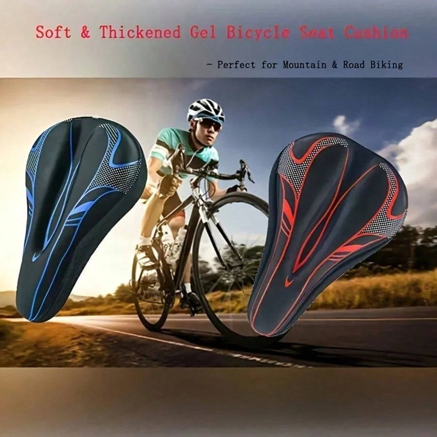 1pc 3D Silicone Thickened Bicycle Seat Cover, Hollow Breathable Shock-Absorbing Cycling Seat Cover For Mountain Bike And Road Bike