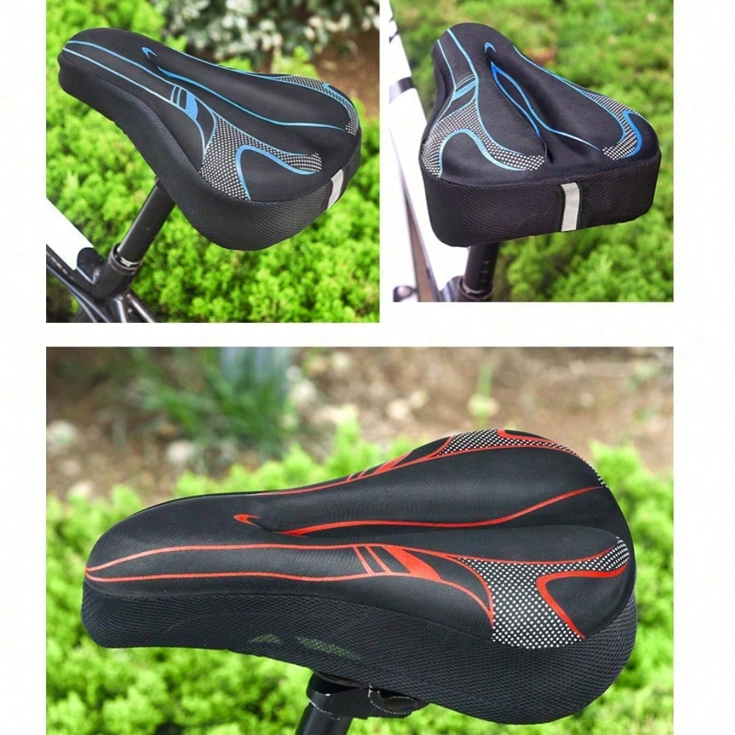 1pc 3D Silicone Thickened Bicycle Seat Cover, Hollow Breathable Shock-Absorbing Cycling Seat Cover For Mountain Bike And Road Bike
