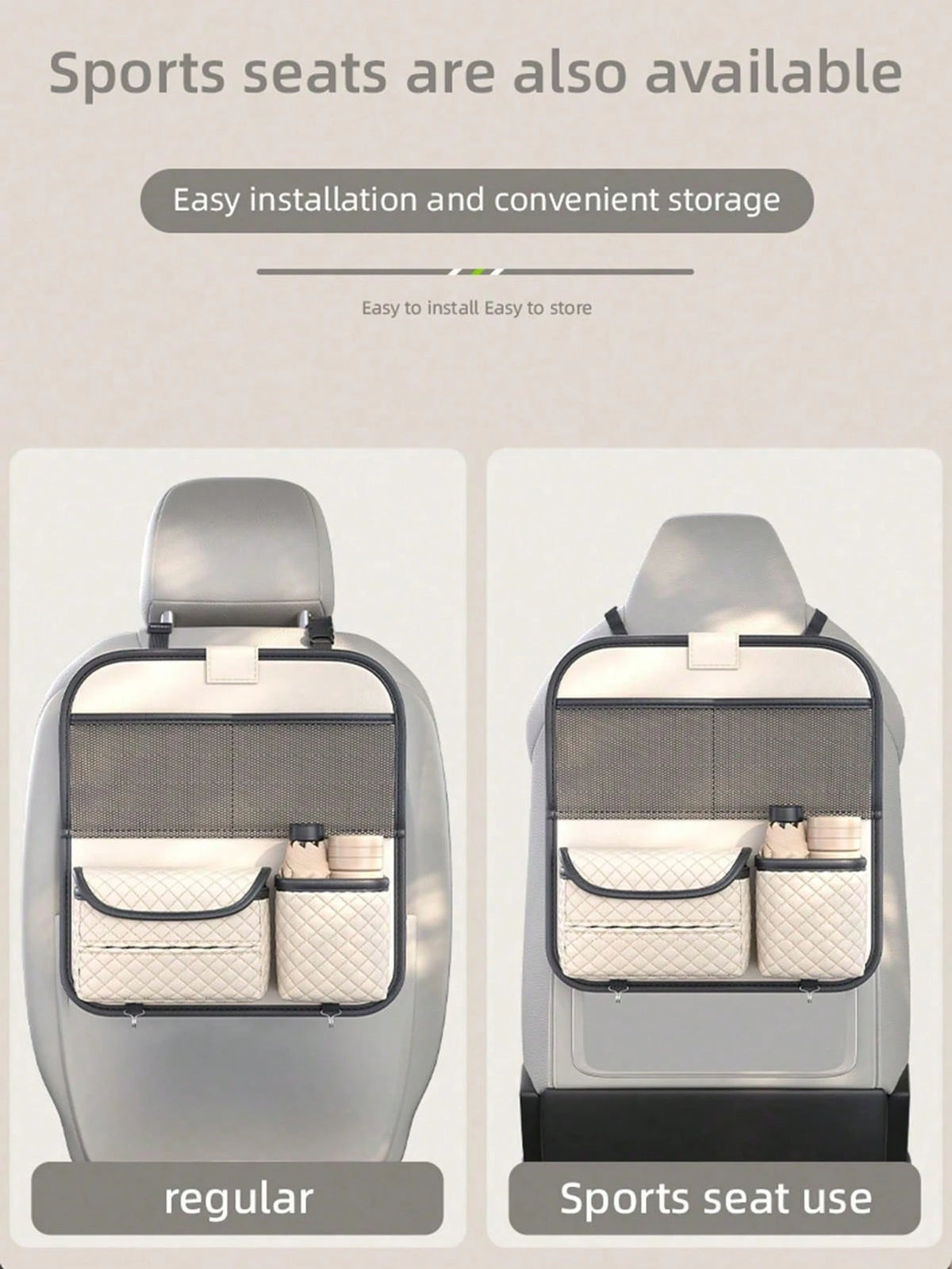 1pc Car Seat Back Organizer Hanging Bag, Multi-Functional Storage Pouch With Random 2 Hook Styles