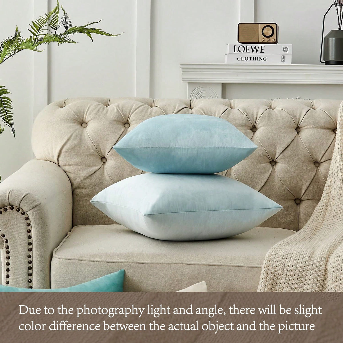 1pc Chemical Fiber Cushion Cover, Minimalist Light Blue Decorative Throw Pillow Case Without Filler For Sofa