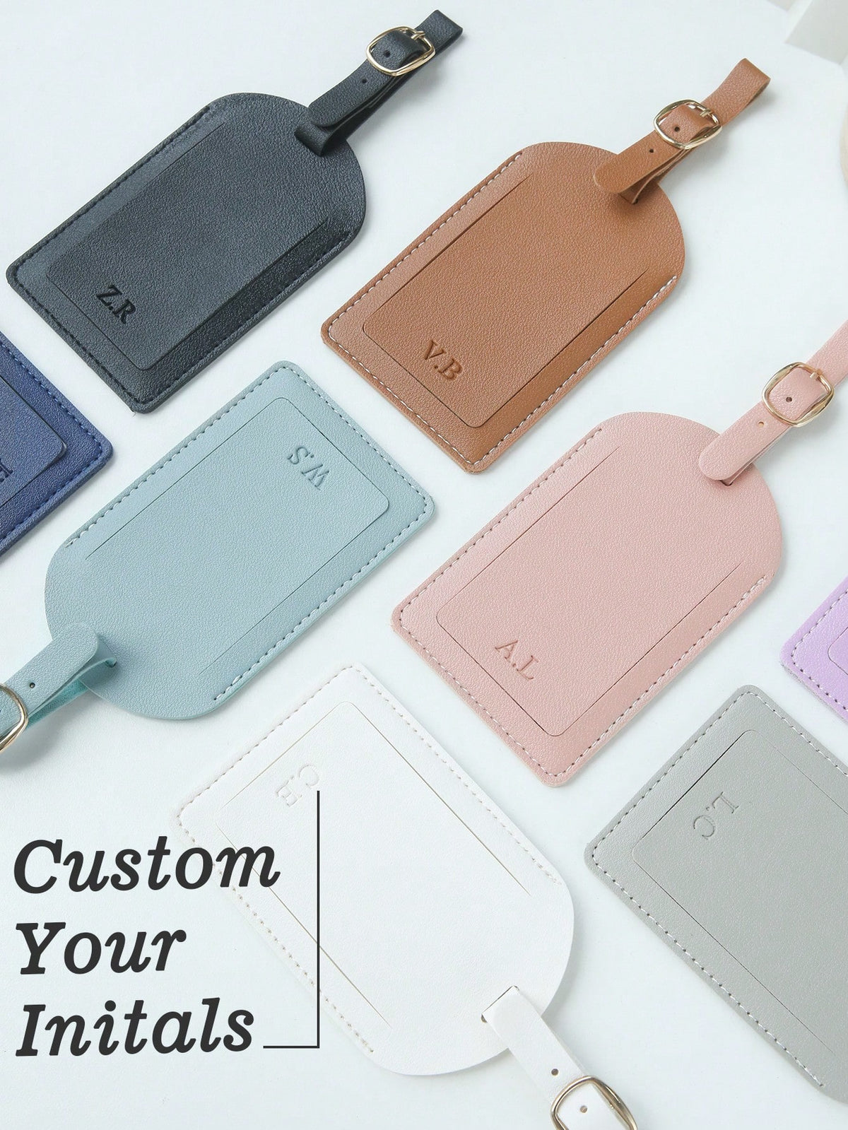 1pc Custom Initials Luggage Tag For Suitcases Customized Monogram Name Luggage Tags With Privacy Name Card Personalized Vegan Leather Tag Travel Bag Backpack Tags Gift Tags Travel Accessories Handmade
