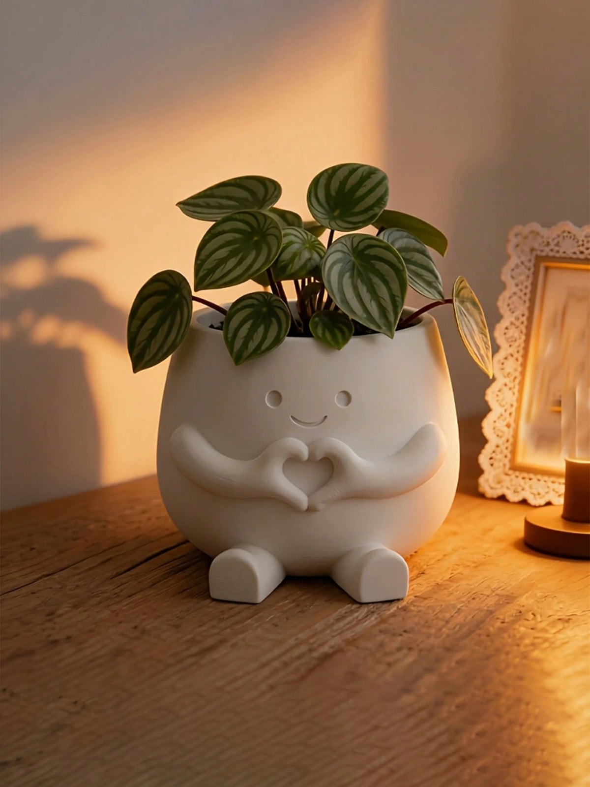 1pc Cute Lucky 3D Printed Flower Pot, Succulent And Pothos Planter, Home Office Cafe Bar Desktop Art Decor, Aesthetic Room Decoration, Holiday Gift