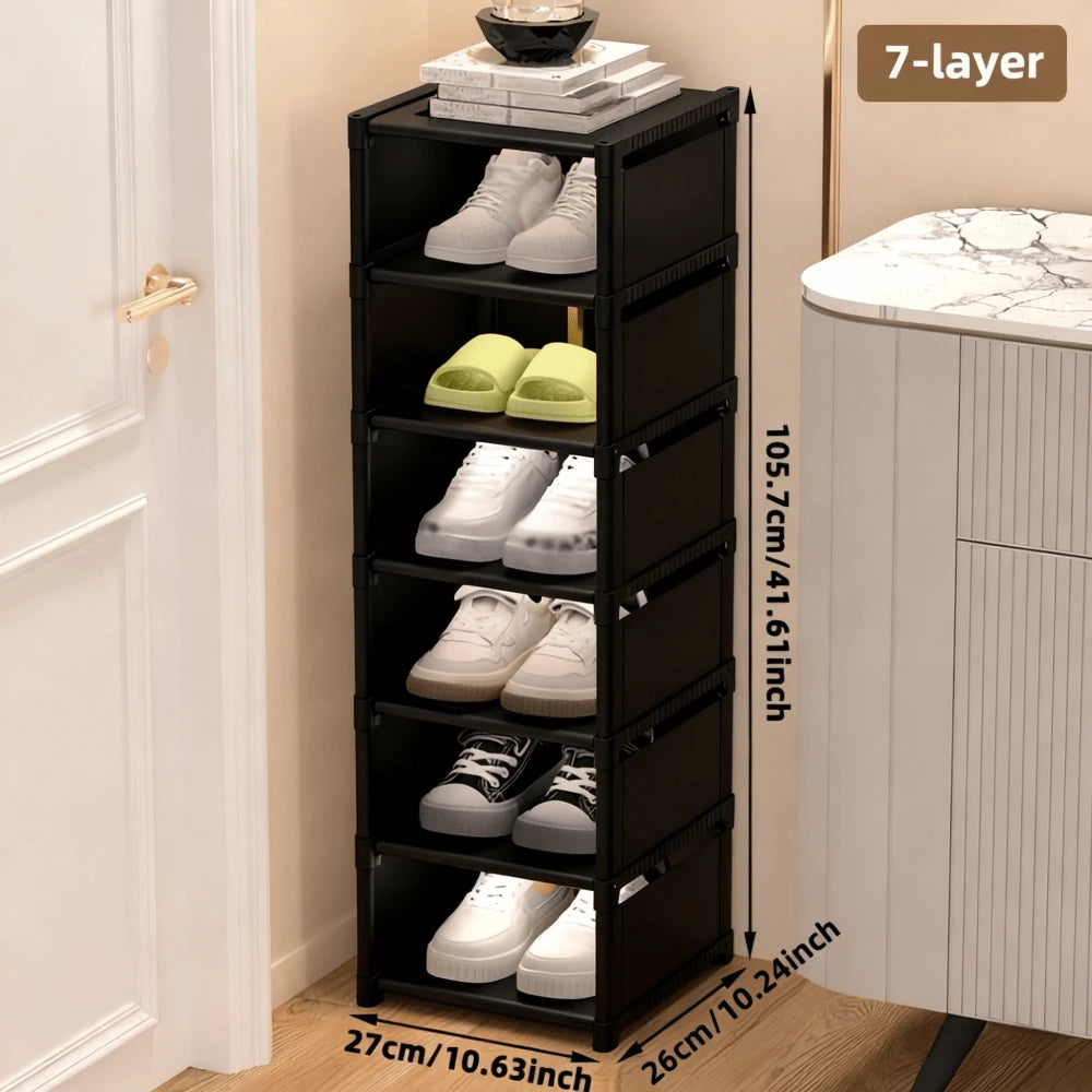 1pc Dustproof Multi-Layer Shoe Rack Cabinet,Non Woven Fabric And Plastic Materials,Shoe Organizer Storage For Small Household, Indoor Dormitory Rental And Entrydoorway, Easy Assembly, Space-Saving,C