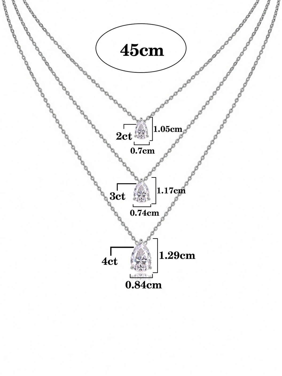 1pc Elegant 925 Silver 2-4 Carat Pear-Cut Moissanite Pendant Necklace, Suitable For Women's Daily Commute, Party, Vacation, Wedding, Valentine's Day, Mother's Day, Bridesmaid Gift, Shiny Jewelry Gift