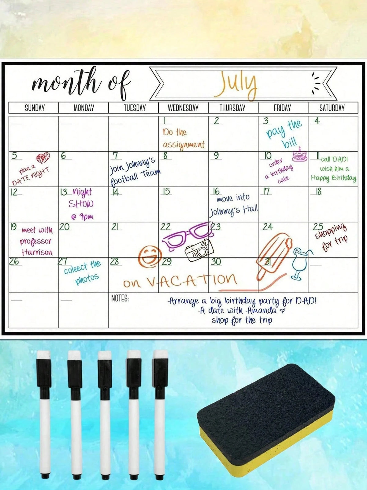 1pc Erasable Magnetic Refrigerator Calendar Whiteboard, Suitable For Monthly Planner, Kitchen Chore List, To-Do List, School Supplies, Back To School, No Residue, White Surface, Easy To Clean, Reusabl