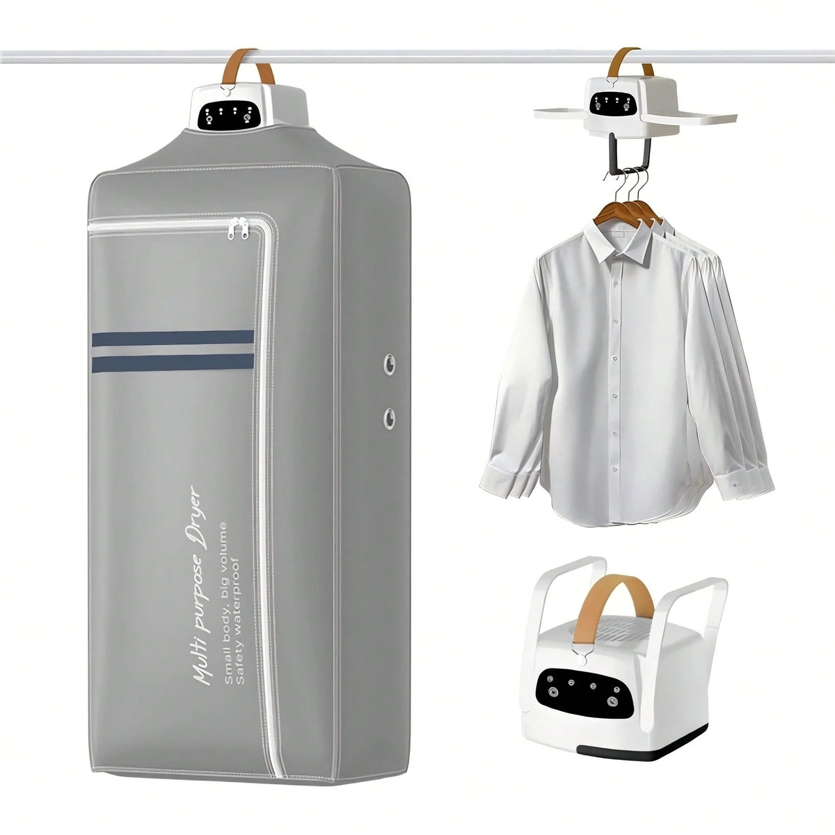 1pc Foldable Electric Clothes Drying Rack Smart Dryer Portable Travel Warm Air Dryer With Timer Function