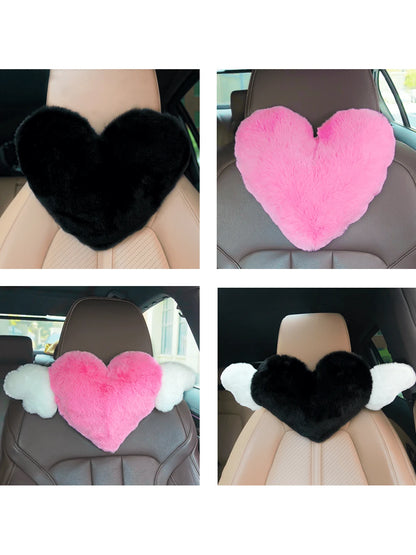 1pc Heart-Shaped Plush Car Neck Pillow, Car Stuff For Woman, LOVE, Valentines Gifts