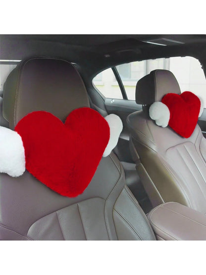 1pc Heart-Shaped Plush Car Neck Pillow, Car Stuff For Woman, LOVE, Valentines Gifts