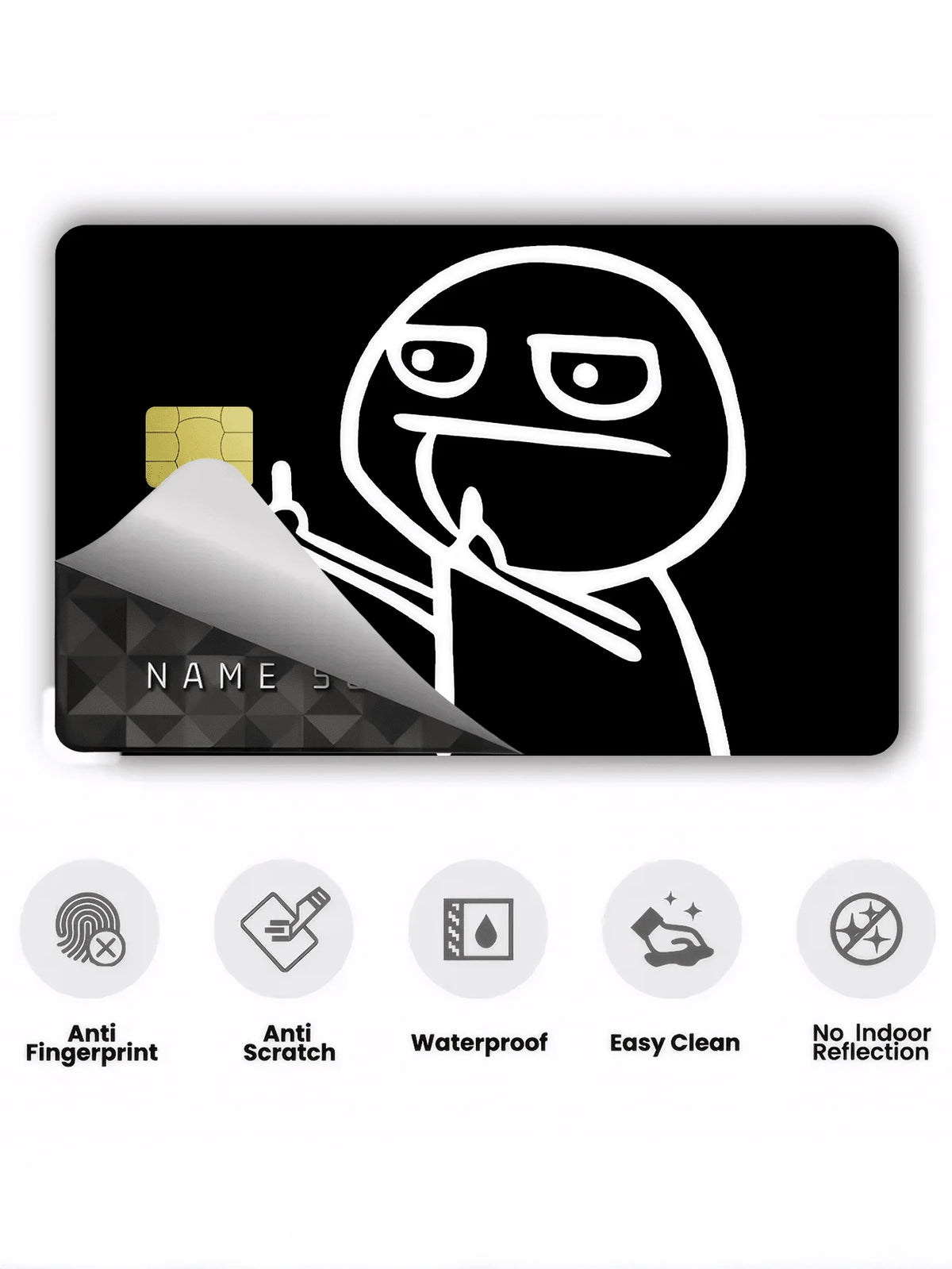 1pc Line Art Figure Credit Card Decorative Sticker, Funny Gag, Creative Personalized Ultra-Thin PVC Anti-Fingerprint Credit Card Protective Film, Anti-Scratch, Unisex, Suitable For Small Chip Cards, B