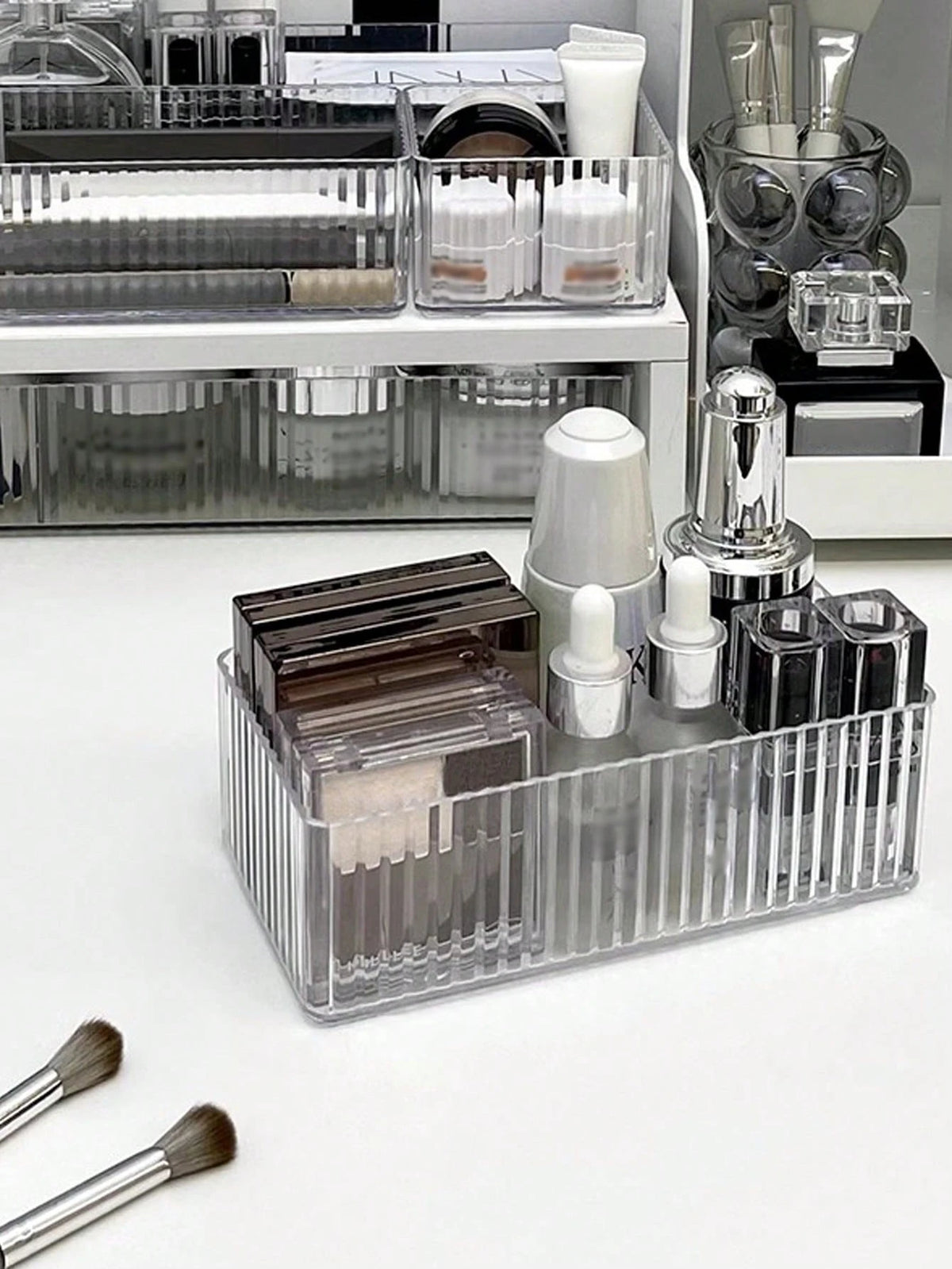 1pc Mirror Cabinet Storage Box For Cosmetics Tabletop Dressing Table Skin Care Lipsticks Jewelry Bathroom Organizer Shelf,For Holiday Beach, Bathroom Collection, Bedroom Collection, Large Capacity
