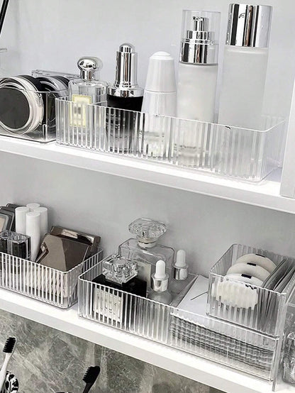 1pc Mirror Cabinet Storage Box For Cosmetics Tabletop Dressing Table Skin Care Lipsticks Jewelry Bathroom Organizer Shelf,For Holiday Beach, Bathroom Collection, Bedroom Collection, Large Capacity