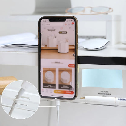 1pc Monitor Stand Desk Organizer, Memo Board, Sticky Note Holder, Minimalist Desk Accessory For Office Supplies, Phone Charging, Memo Writing, Back To School