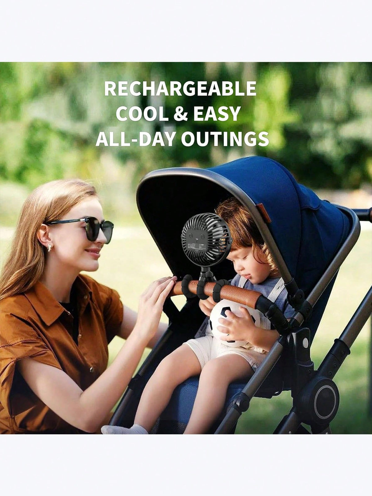 1pc Octopus Shaped Baby Stroller Fan, USB Rechargeable Portable Quiet Fan, Mini Handheld Foldable Travel Fan With LED Night Light, 3 Speed Adjustable, Multifunctional Desk Fan, Adjustable Angle, Suita