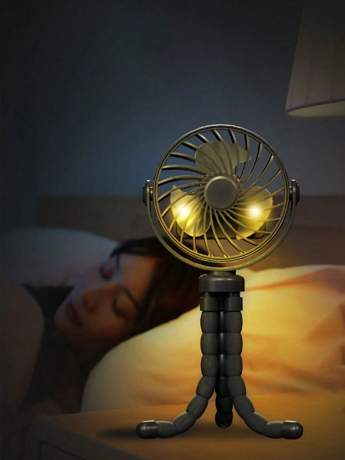 1pc Octopus Shaped Baby Stroller Fan, USB Rechargeable Portable Quiet Fan, Mini Handheld Foldable Travel Fan With LED Night Light, 3 Speed Adjustable, Multifunctional Desk Fan, Adjustable Angle, Suita