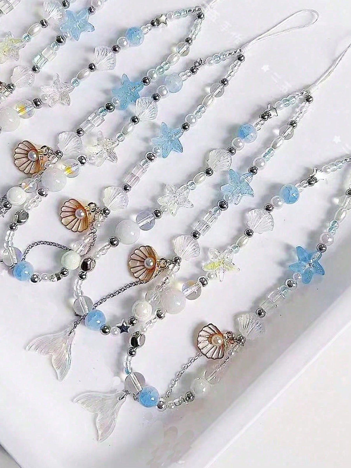 1pc Original Self-Made Mermaid Princess Shell Pendant Mobile Phone Lange Handmade Diy Beaded Ccd Chain Camera Chain Gifts For Mother, Family, Friends, Birthday, Holiday Phone Charm, Phone Chain