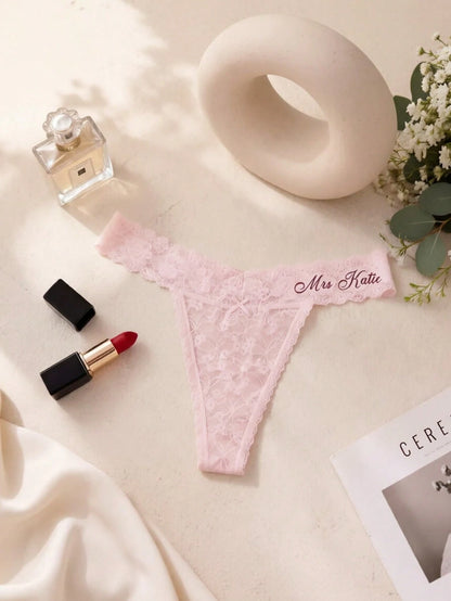 1pc Personalized Panties, Customized Sexy Bridal Lingerie Party Gift, Suitable For Valentine's Day, Wedding Night, Honeymoon Gift, Lingerie Party