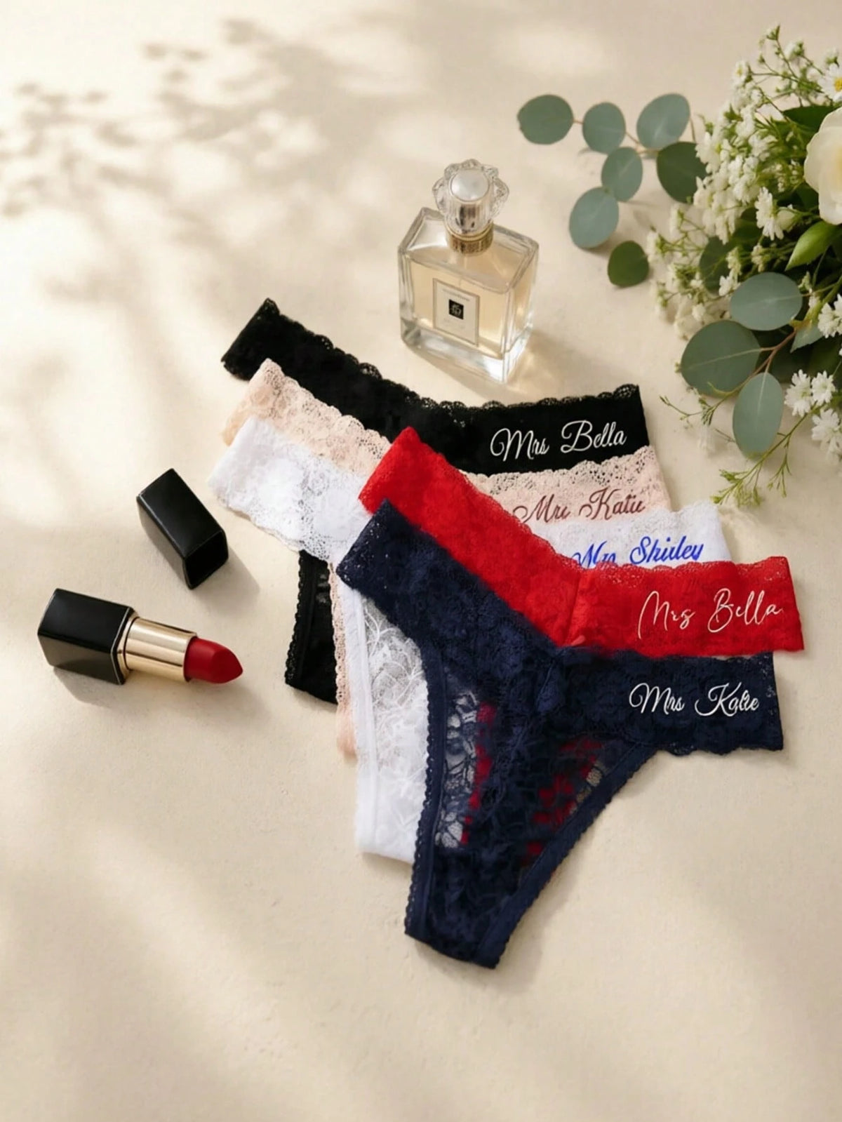 1pc Personalized Panties, Customized Sexy Bridal Lingerie Party Gift, Suitable For Valentine's Day, Wedding Night, Honeymoon Gift, Lingerie Party