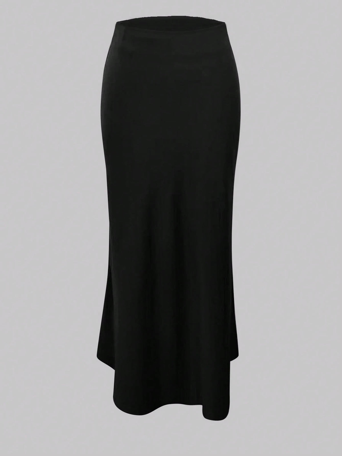 1pc Plain Color Casual Elegant Waist Zip Up A-Line Skirt, Daily Wear, Summer Black