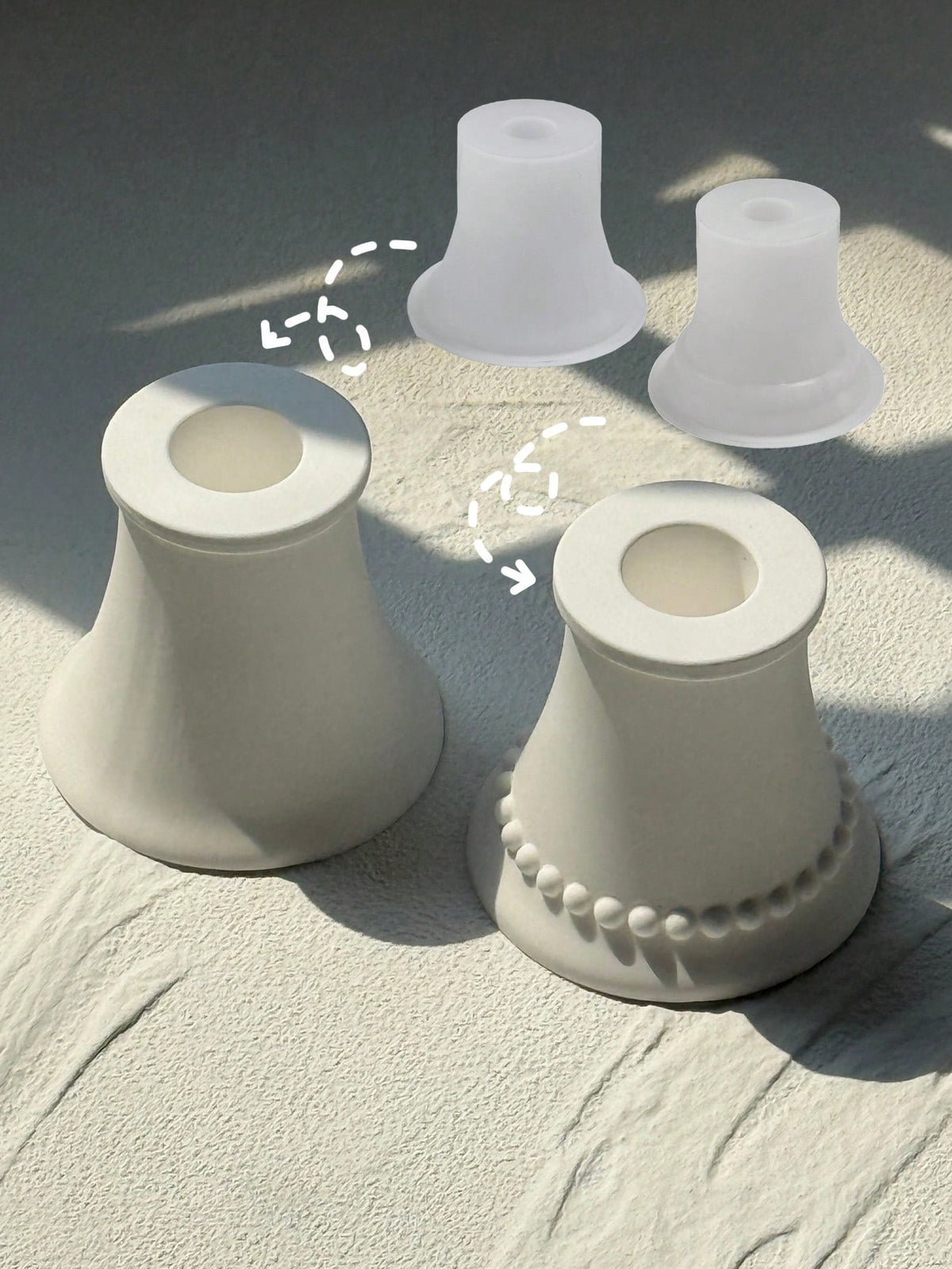 1pc Smooth/Dotted Edge Candle Holder Base Silicone Mold, DIY Creative European Minimalist Candle Holder Plaster Mold, Suitable For Home Decor/Gift Ornament Epoxy Resin Mold, Handmade Casting Mold, Art