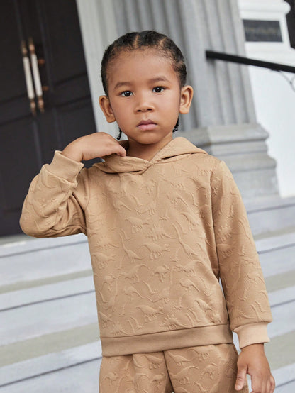 1pc Young Boys Dinosaur Embossed Sweatshirt