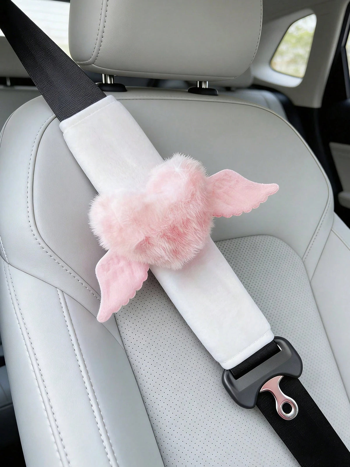 1pcs2pcs Car Seat Belt Shoulder Protection Cover With Wings Love Shoulder Protection Cover Soft And Comfortable Suitable For Valentine's Day Gift To Girlfriend