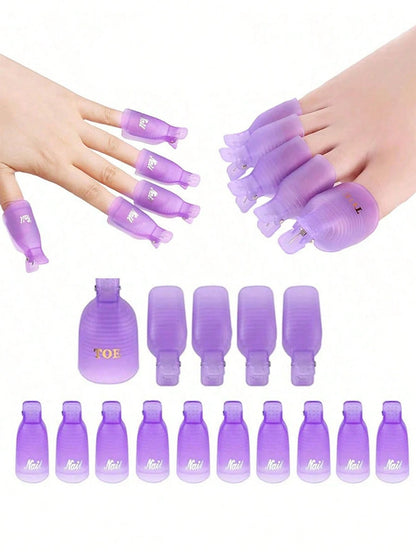 20/10/5pcs Reusable Nail Polish Remover Clips, Gel Polish Soak-Off Clips, Nail Polish Removal Tools. Nail Removal Clips, Nail Removal Caps, Nail Polish Gel Removal Finger Caps.