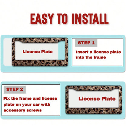 2D Flag 12.2inch X 6.3inch 16cm X 31cm Car License Plate Frame Exquisite Flat Design Glossy Leopard Print Decoration Waterproof Suitable For Car Modification Holiday Gift 01360 Fashionable License Pla