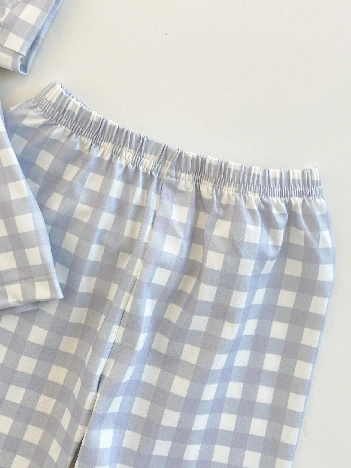 2pcs Baby/Toddler Boys' Plaid Pajama Set,Blue And White Striped,Winter,Cute,Lounge,Checkered Short Sleeve Top And Pants With Pocket For Baby Boy