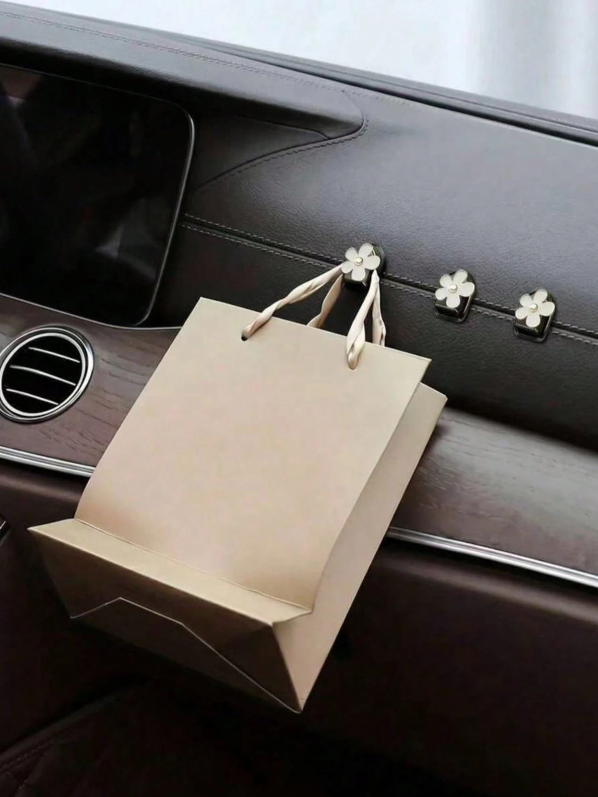 2Pcs Car Adhesive Mini Hooks, Flower Shaped Car Storage Hooks For Dashboard Storage And Home Use, Suitable For Hanging Bags, Keys, And Other Interior Decorative Accessories