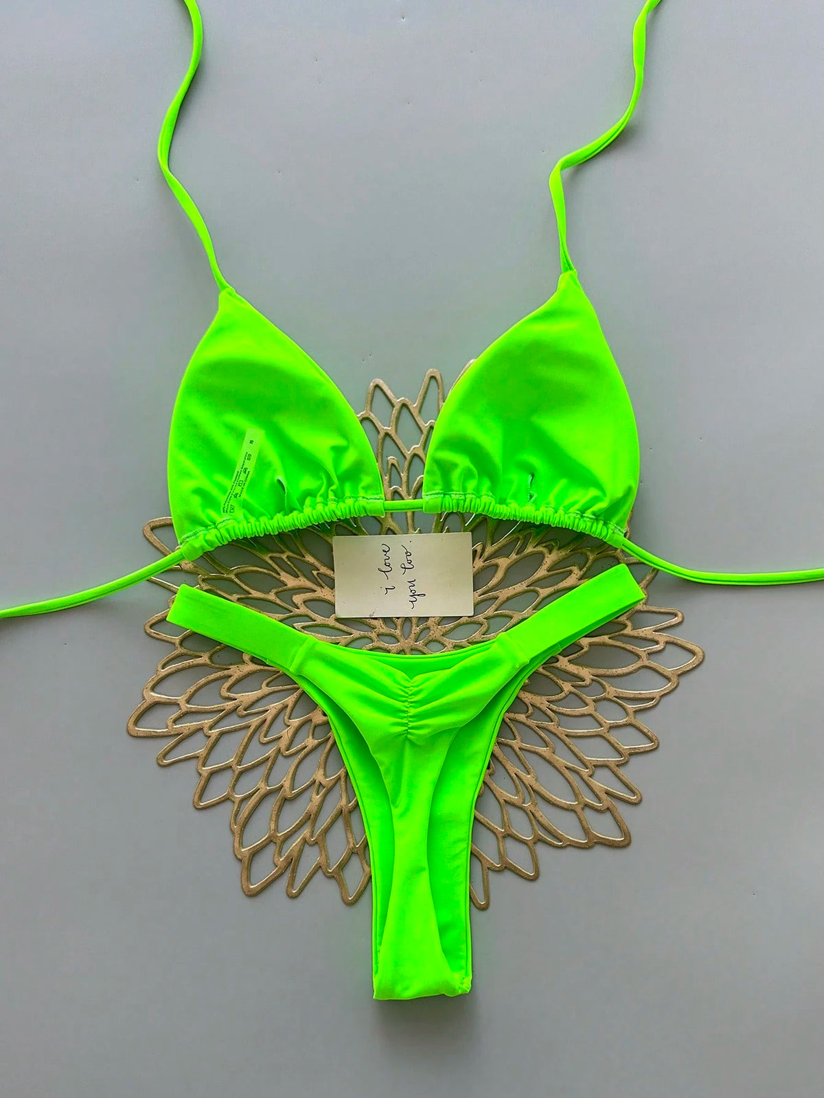 2pcs Heart Beach Casual Cute Elegant Sexy Bohemian Braided Lace-Up Bikini Swimsuit For Beach Vacation Spring Summer