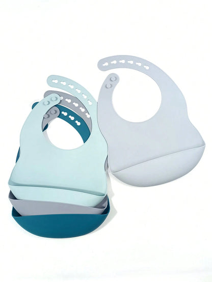 2pcs/Set Adjustable Silicone Baby/Kids Waterproof Bib, Easy To Clean, Durable, Suitable For Daily Use