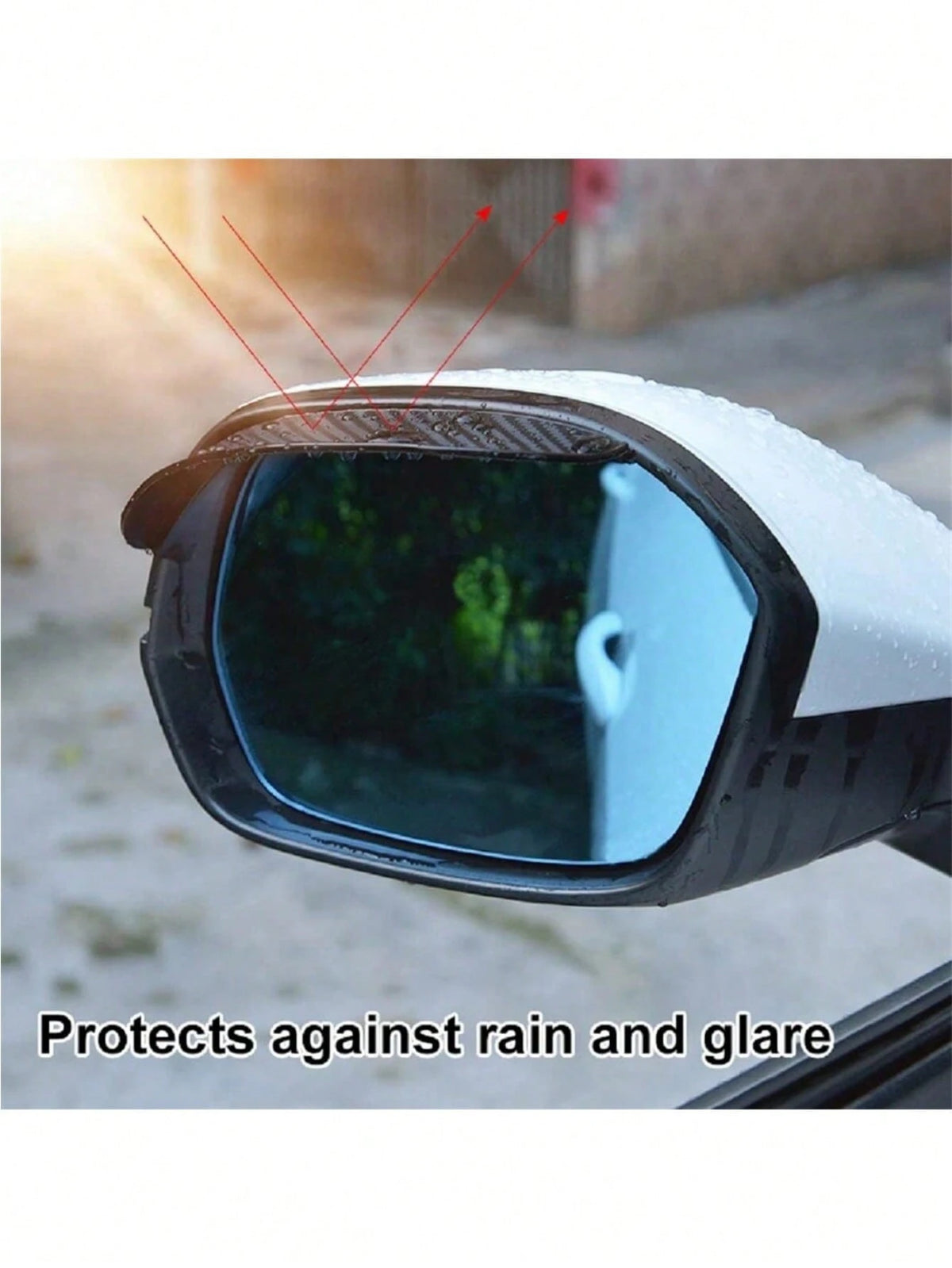 2pcs/Set Car Rear View Mirror Rain Visor Guard, Carbon Fiber Rear View Side Mirror Rain Eyebrow Universal Black Sticker Side Mirror Rain Eyebrow Rear View Mirror Cover Sun Visor Accessories For Cars S